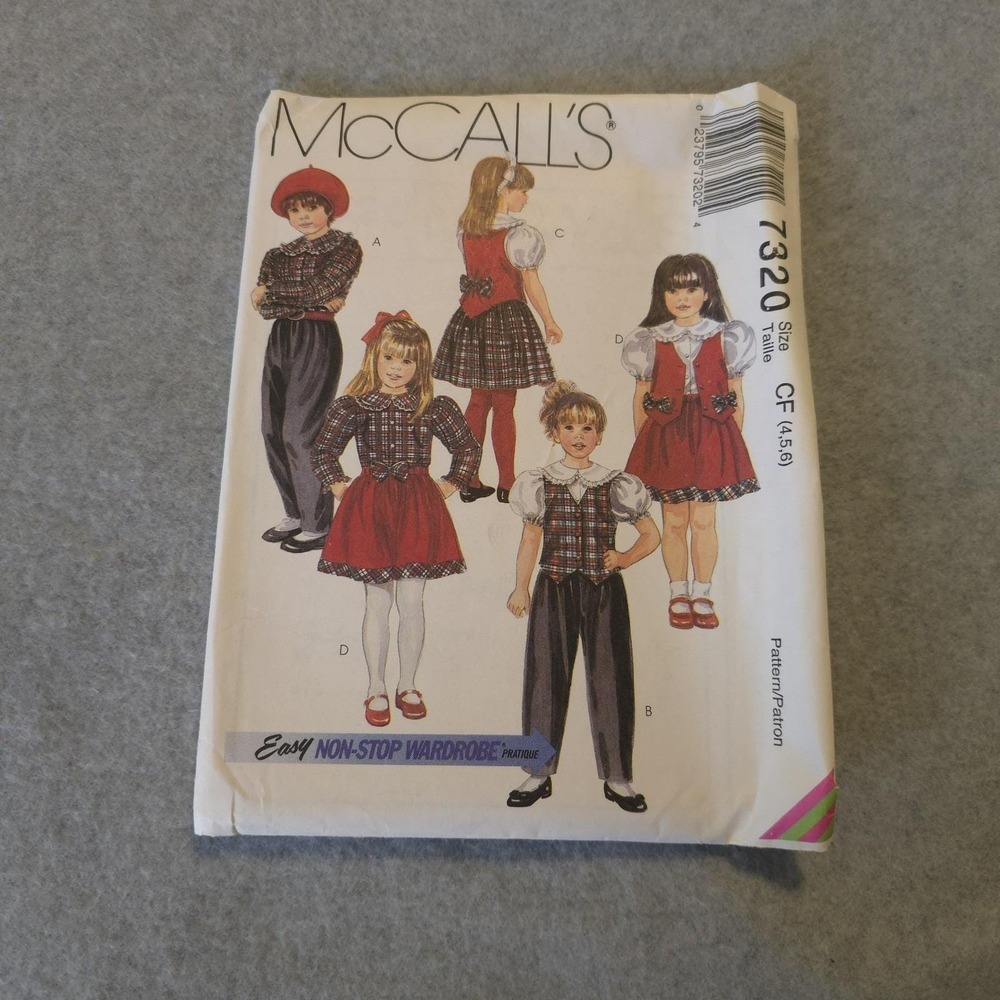 Vintage McCall's 7320 Pattern Sz 4-6 Holiday Dress Pants Vest Uncut 1990s